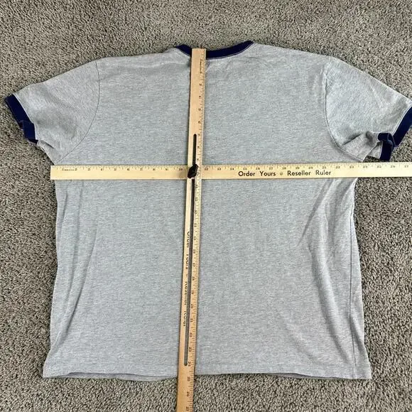 Disney Shirt Mens Large Gray Blue Mickey Mouse Ringer Short Sleeve Walt Disney - Picture 5 of 9